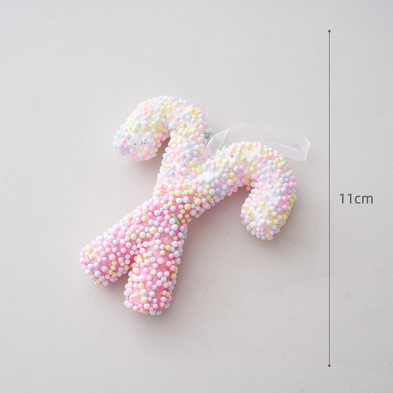 Christmas decorations pink candy Christmas cane snowman pendant Christmas tree decoration pendant window arrangement props