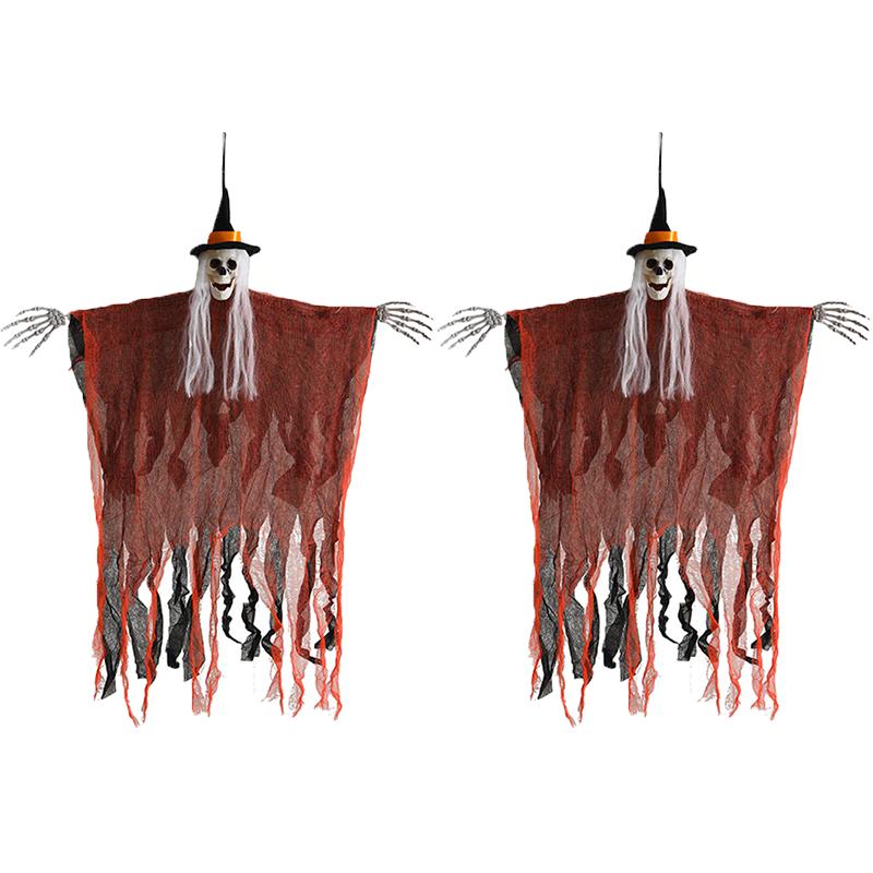 Halloween Hanging Skeleton Ghost Gauze Pendant Horror Decoration DIY Haunted House Party Props Yard Garden Ornaments