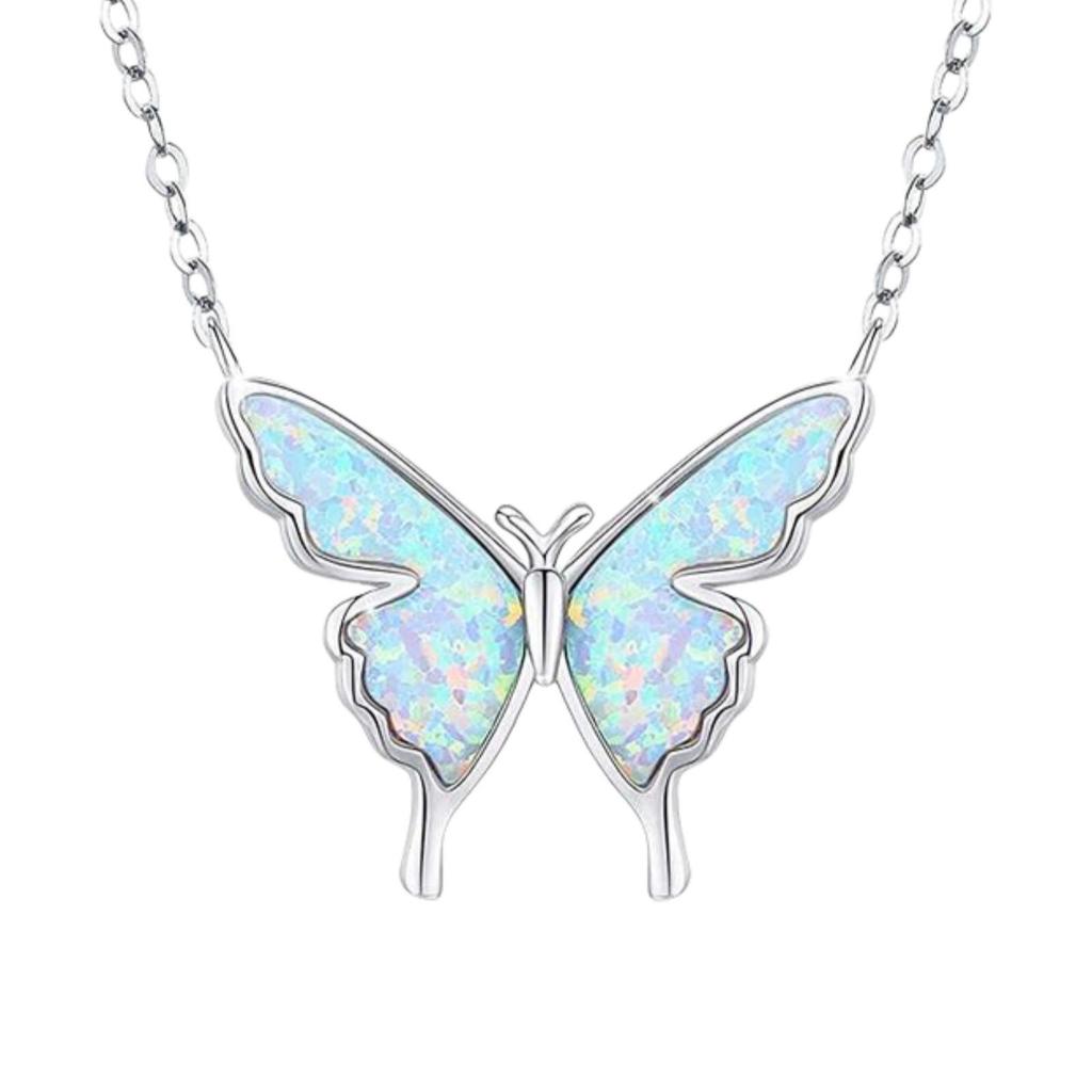 European American Opal Butterfly Necklace for Women - Fashion Jewelry, Hawaii-Inspired Sweater Chain