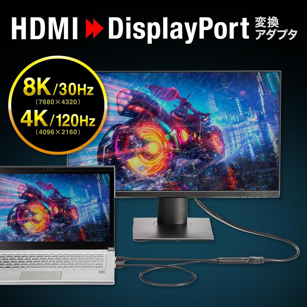 Sanwa Supply HDMI to DisplayPort Adapter (8K/30Hz) AD-HD32DP