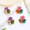 Temperament sweet metal dripping oil flower stud earrings small fresh vacation style earrings high-end earrings