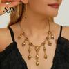 Halloween Skull Jewelry Set for Women, Tassel Necklace & Gothic Dangle Earrings, Punk Accessories Costume Party Women