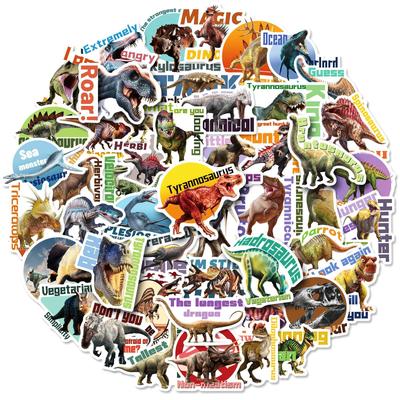 50 SZT. Realistyczne Naklejki Graffiti z Dinozaurami, Kreatywne Naklejki z Tekstem do Dziennika, na Deskorolkę i Notatnik