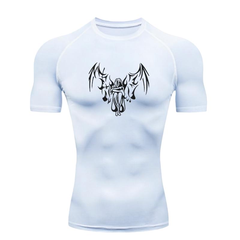 Fallen Angel  Men's Sports T-shirt Training Fitness Compression Short Sleeve Rashguard for Men Quick Dry Workout T-Shirt