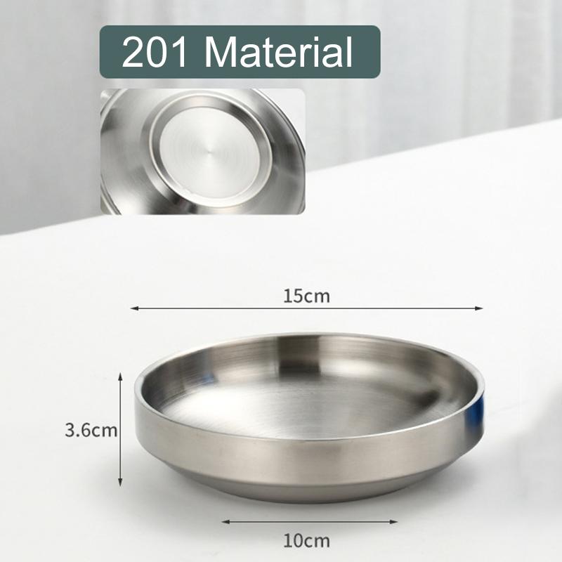 Flat 201/304 Stainless Steel Dish Plate Cooking Noodles Bowl Thickened Dinner Plate Seasoning For Kitchen Restaurant Tableware