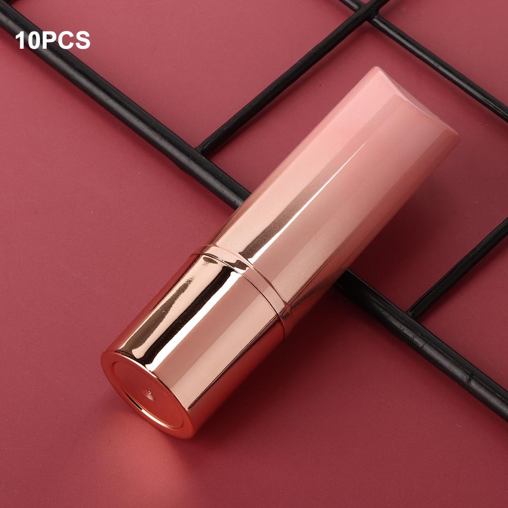 10pcs Round Empty Lipstick Tube Lip Balm Refillable Shell Container DIY Case Pink and Gold Gradient