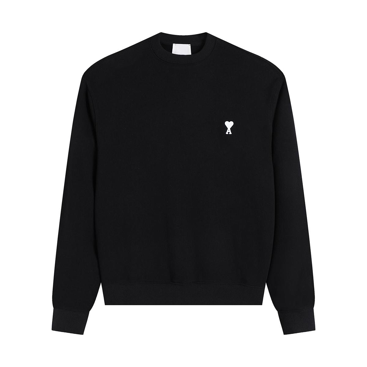 Autumn and Winter New Embroidered White Small Heart High-quality Cotton Round Neck Hoodie Couple Pullover S