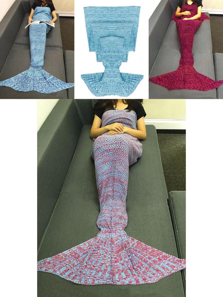 Mermaid Tail Knit Blanket With Lightweight Acrylic For Gift And Relaxation Use
