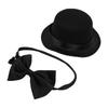 Kæledyrshat Sæt med Butterfly Tyk Filt Sort Kat Gentleman Tophat Og Slips Sæt til Bryllup Fødselsdagsfest 1 Sæt