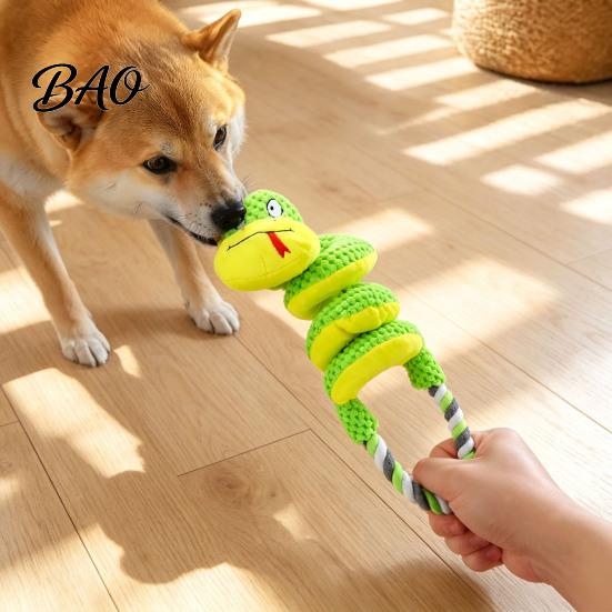 Active Play Dog Accessories Squeaky Toy with Pull Rope, Plush Tug of War Toy, Interactive Toys Spiral Animal for Small Medium Large Dogs Biting Teeth