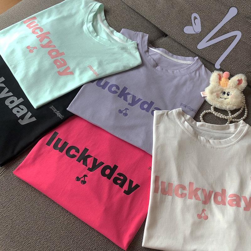 Summer short-sleeved medium and long T-shirt girl's new loose Harajuku ins solid color bottomed half-sleeved top