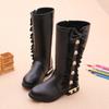 Girls' Boots Autumn/Winter Korean Edition Children's High Top Boots with Velvet for Big Boys and Princess Long Top Boots for Little Girls