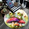 Frog Toad Mushroom Round Area Rug,Carpet Rug for Living Room Bedroom Sofa Playroom Decor,Non-slip Floor Mat
