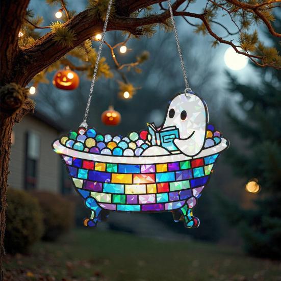 Bath-Time Ghost Reader Ornaments Cute Ghost Reading Book in A