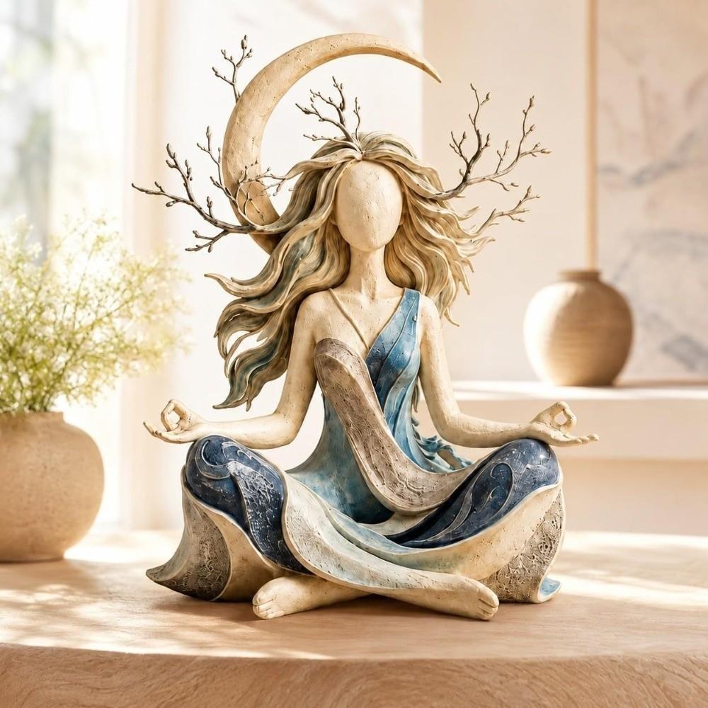 Faceless Seated Meditation Yoga Goddess Figurine Mother Earth Home Sculpture Desktop Decor