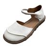 2025 Sommer neue weiße flache Sohle runder Kopf weiche Sohle Taschenkopf Wort mit Klettverschluss literarische lässige Sandalen Damen