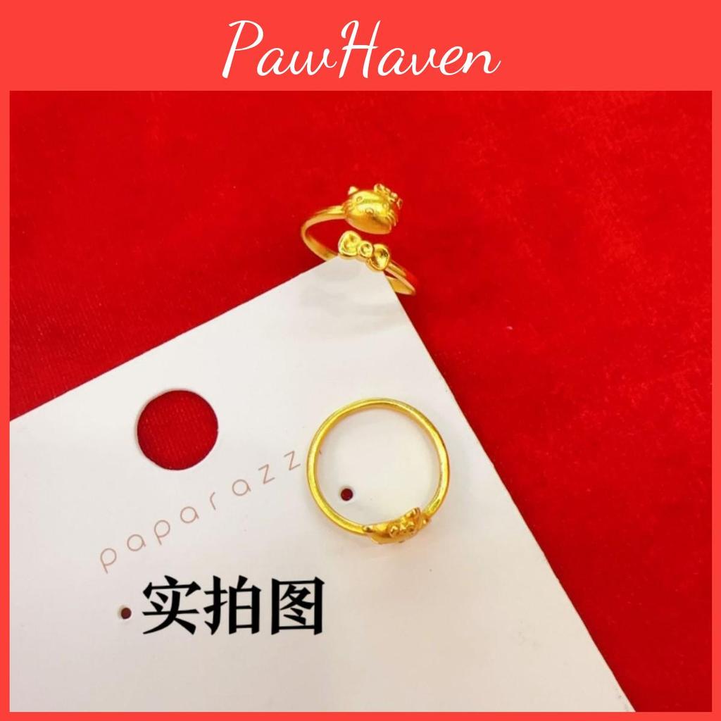 Gold Playful Tone Kitty Cat Ring Adjustable Size Cute Finger Jewelry For Fashion Couples