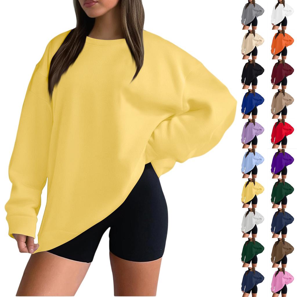 Women's Casual Fashion Loose Sports Round Neck Pullover Long Sleeve Sweatshirt