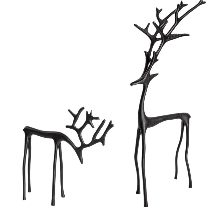 Juledekorationer Sorte Rensdyrstatuer Moderne Legerings Julefigurer Elegante Indendørs Feriedekoration Bordpynt Jul