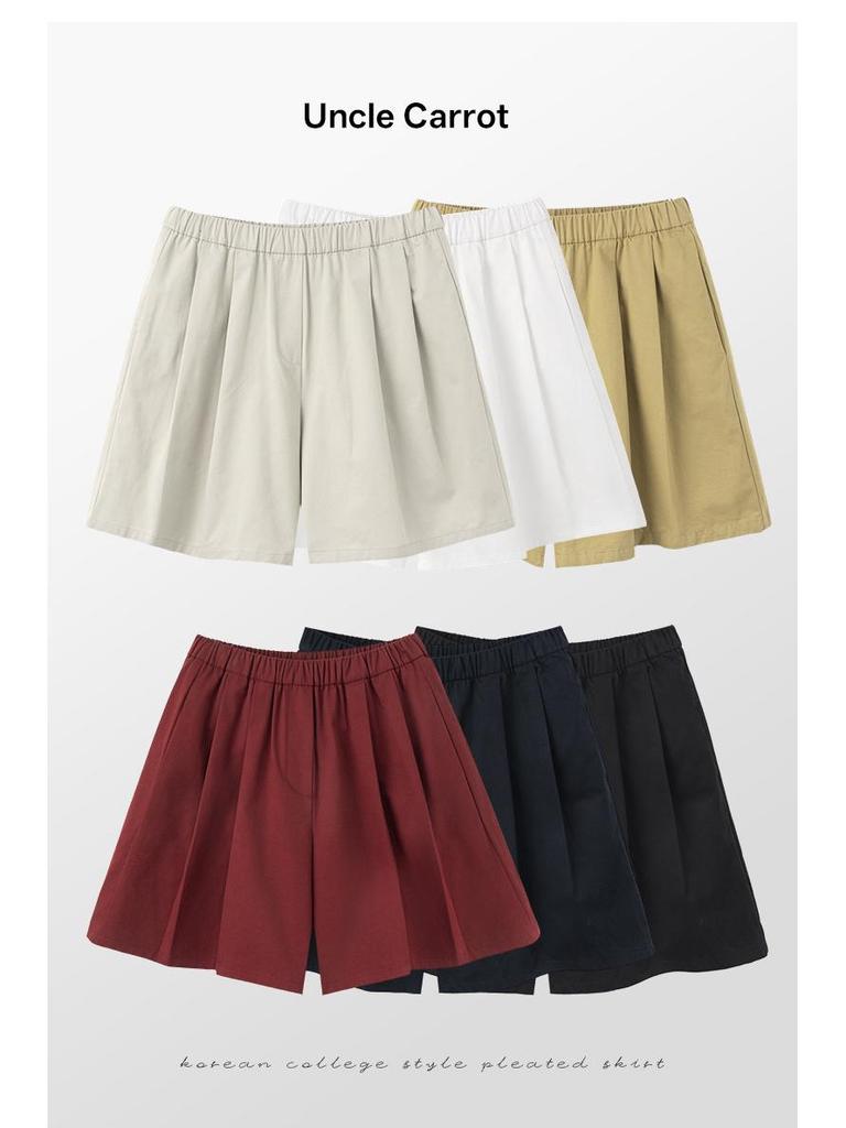 Saidi Pure Cotton Women's High Waist Loose Pleated Summer Casual Shorts