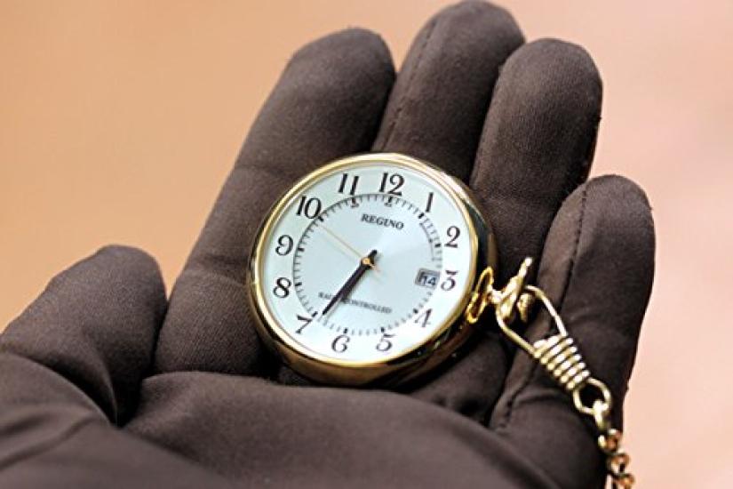 CITIZEN REGUNO Pocket Watch Solartech Radio-Controlled Watch KL7-922-31 with Gold-Color Pocket Watch Stand Set
