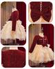 Girls' Wine Red Sequin Skirt with Bow & Tulle - Autumn/Winter Formal Christmas Dress