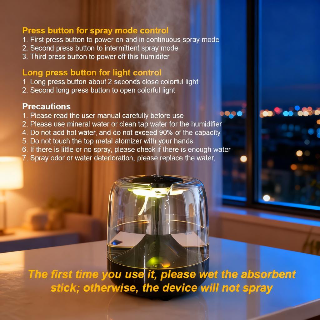 Large Spray Mute Aromatherapy Humidifier D Indoor Portable Small Night Light Bedroom Air Humidifier