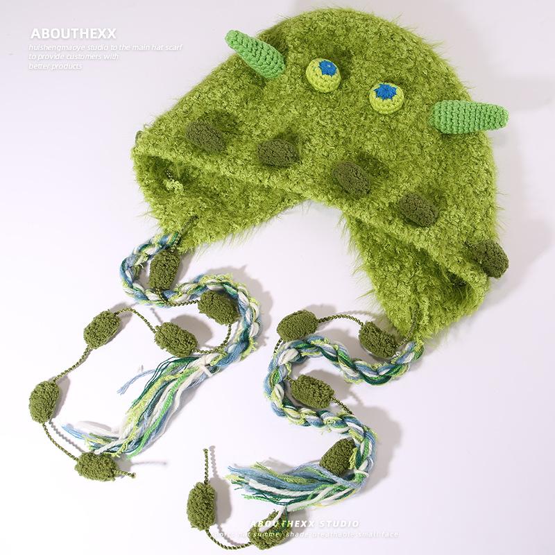

Cute Knitted Hats for Women Warm Woolen Hats for Autumn and Winter Ear Protecting Headscarves Face Enhancing Little Lei Feng Hats M（56-60cm）