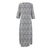 Dresses For Womens Vintage Print Tunic Waisted Midi Dress Summer Casual 3/4 Sleeve Dress