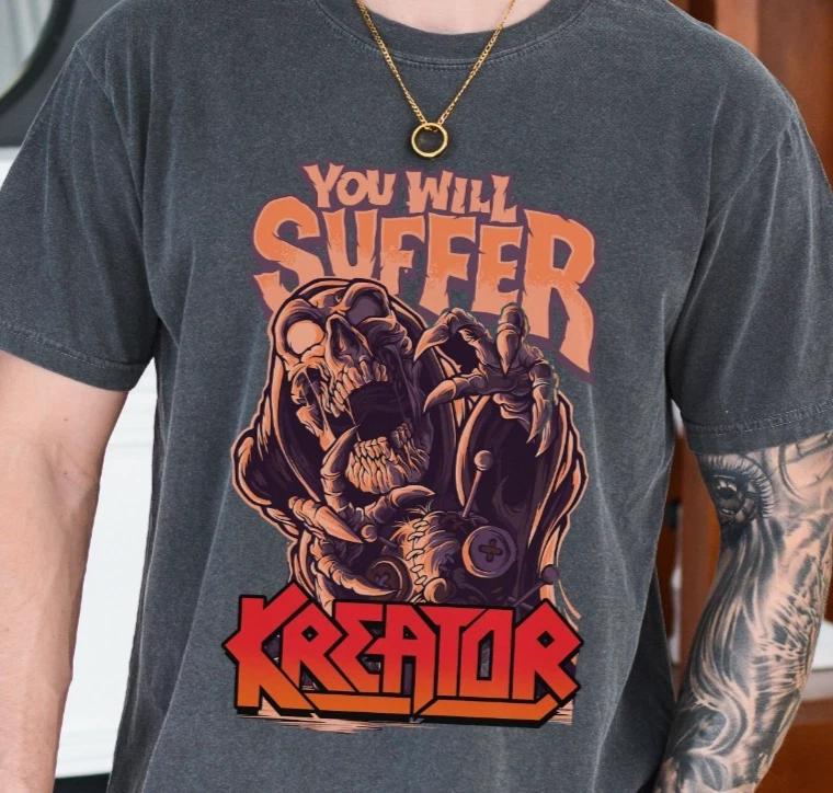 

Kreator You Will Suffer T-Shirt Thrash Metal on Vintage Black Comfort Colors Tee S
