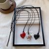 Elegant Heart Pendant Necklace - Adjustable Pull-Out Sweater Chain, Acrylic, Perfect for Everyday & Party Wear