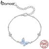 Bamoer 925 Silver Butterfly Charm Bracelet Lightweight CZ Beads Link Chain for Women Teens Gift Natural Wrist Decor