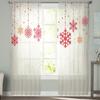 Cortina de tule com flocos de neve de natal para sala de estar, quarto, cozinha, decoração, janela, voiles, cortina de tule