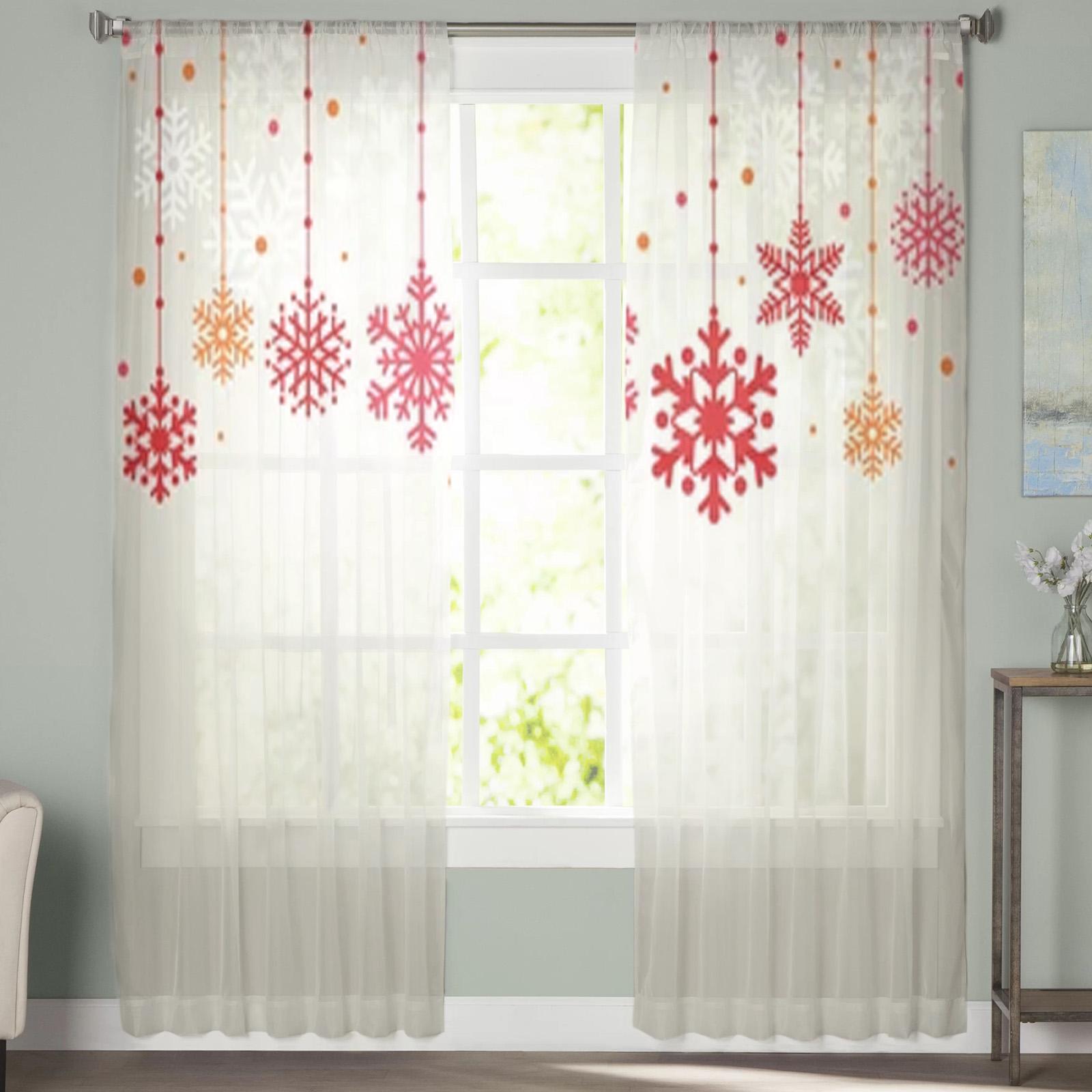 Рождественские снежинки Тюлевая занавеска для гостиной — фото 4