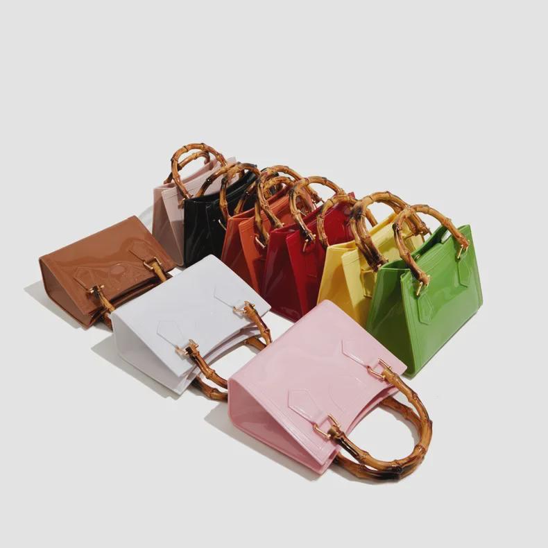 Bohao Bamboo PVC Square Barbie Jelly Crossbody: Stylish, Versatile, Dirt-Resistant, and Easy-to-Clean Summer Women's Evening Bag.