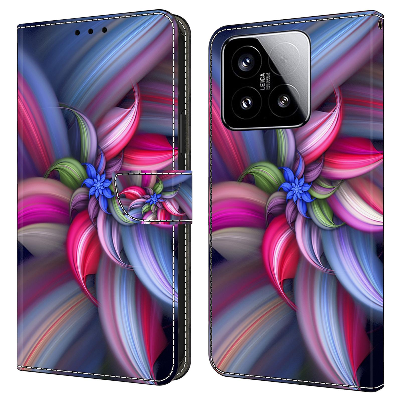 

For Xiaomi 15 Case 3D Pattern PU Leather Wallet Phone Cover with Stand Colorful Flowers