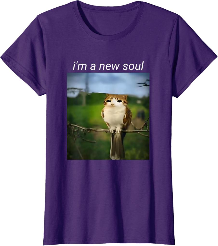 Funny Meowl Meme Cat Owl Brainrot Gen Alpha Ladies' Crewneck T-Shirt Unisex T-Shirt