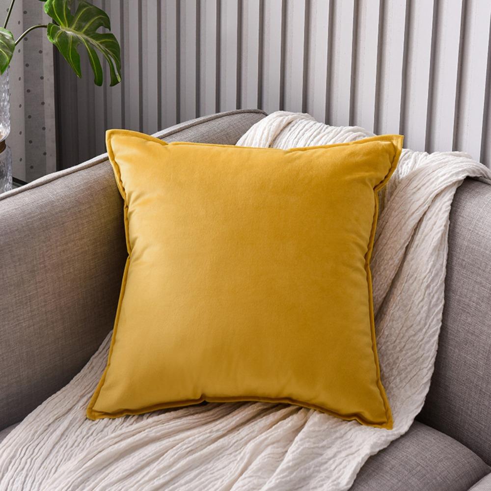 Soft Velvet Throw Pillow Cover Solid Color Sofa Pillowcase High-end Cushion Cover Hotel