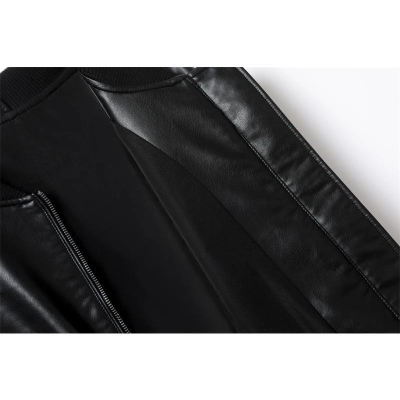 Vintage Jacke Herbst Damen Kunstleder Slim Pendler Stil Mantel Urban Chic