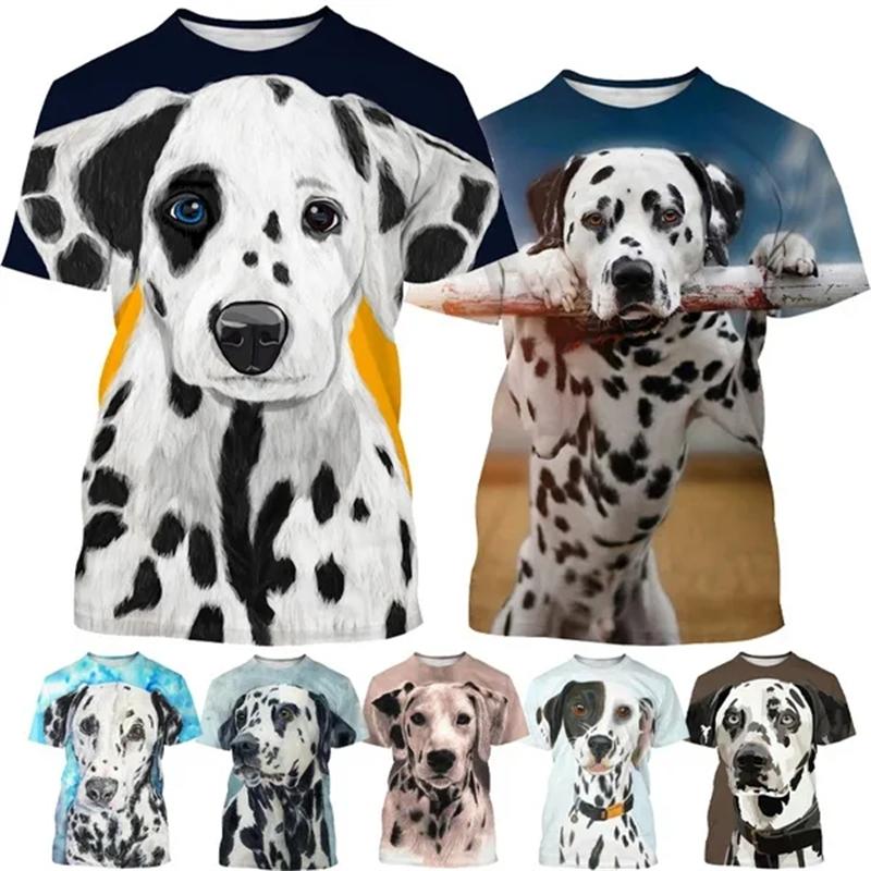 Fashion Dalmatian 3D Printed T-shirt with Spotted Dog, Summer Personalized Men's and Women's Short Sleeved T-shirt, Harajuku T-shirt Clothing
