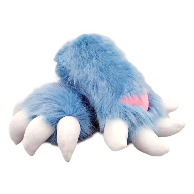 Faux Furs Plush Cats Claw Gloves Fursuit Animal Foxes Paws Mittens Halloween Cosplay Costume Accessories Adult Kids