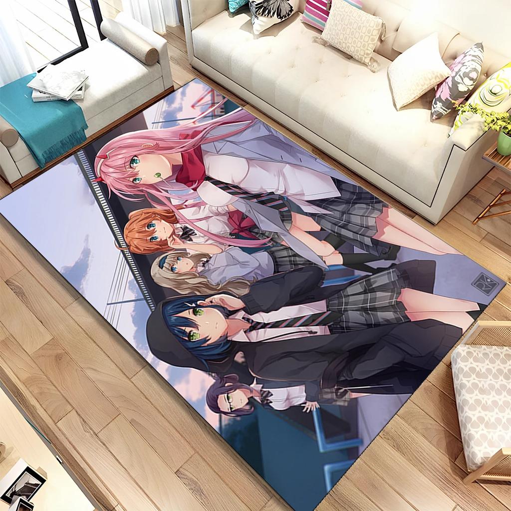 Tappeto Area Sexy Girl Zero Two DARLING In FRANXX, Tappeto per Casa Soggiorno Camera da Letto Divano Zerbino Decorazione, Tappetino Antiscivolo per Bambini Regalo