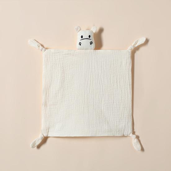 Cotton Baby Security Blanket Hippo Loveys with Bite-Friendly Corners Teething Safe Baby Towel for Newborns Infants