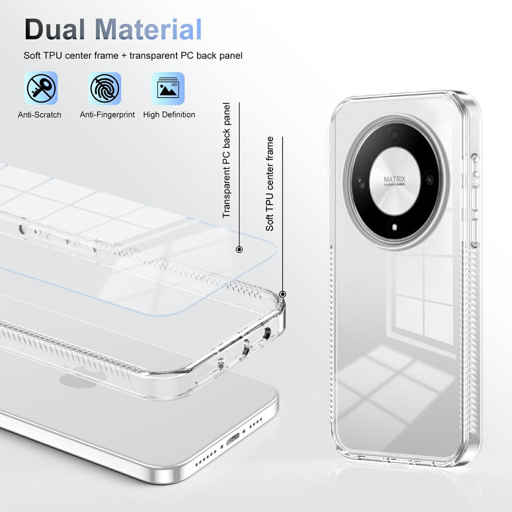 For Honor Magic6 Lite 5G Clear Phone Case TPU PC Anti-Slip Drop-Proof Back Cover