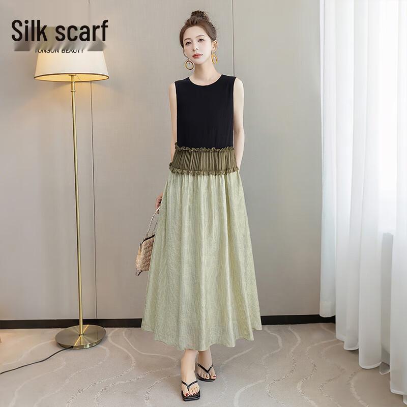 

Sybelle Women s Color-Block Round Neck Sleeveless Midi Dress S