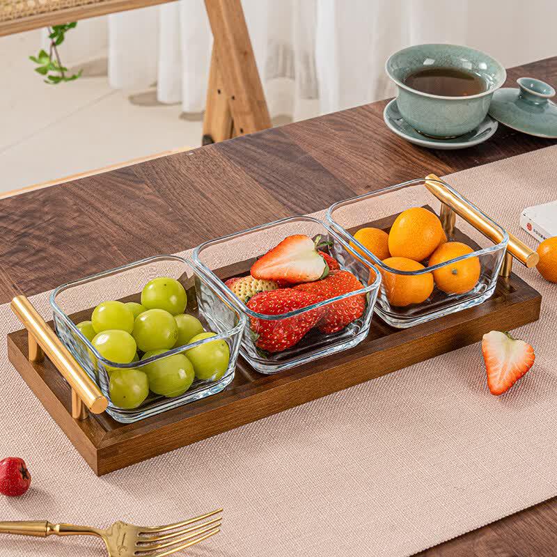 Hanyou Solid Wood Divided Fruit Platter Set
