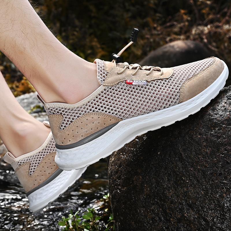 Fashion Outdoor Hollow Out Treking Footwear Spring Summer Sandals Men Lofer Shoes Breathable Formal Mesh Flats Light Soft Man Sneakers