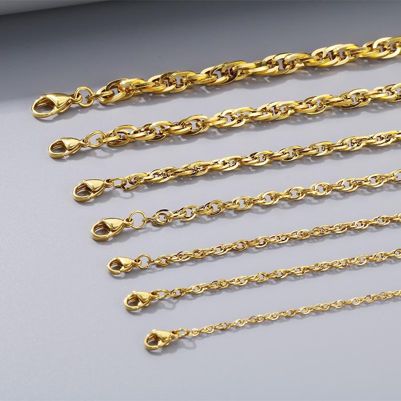 Commuter Plain Chain, Trendy Nightclub Multi-Size Plain Weave Twist Chain, Titanium Steel Men'S And Women'S Necklace.