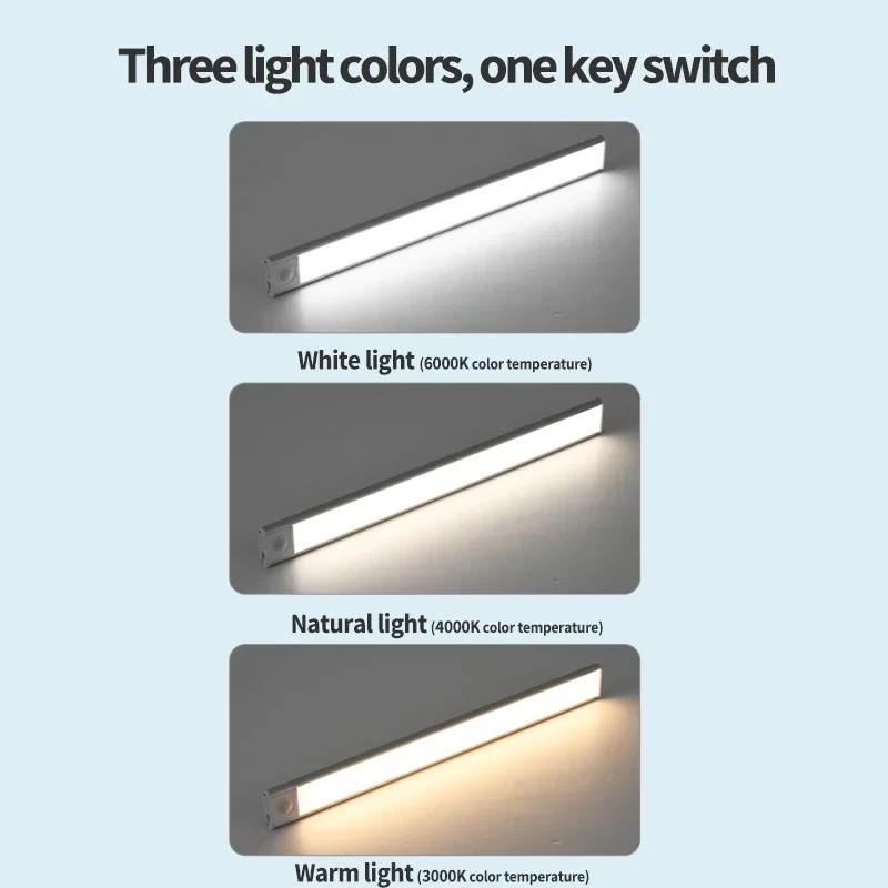 10/20/30/40/50/60CM Under Cabinet Lights LED Night Light Motion Sensor Wireless Rechargeable Kitchen Cabinet Bedroom Lighting