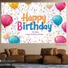 2D Vibrant Confetti Birthday Backdrop with Colorful Balloons for Birthday Party Photo Booth